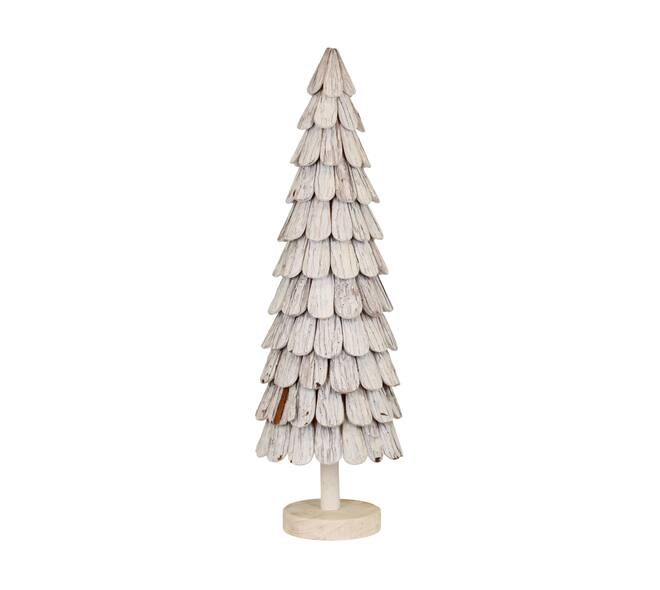 Tree pine wood on feet 28x28x94cm - White