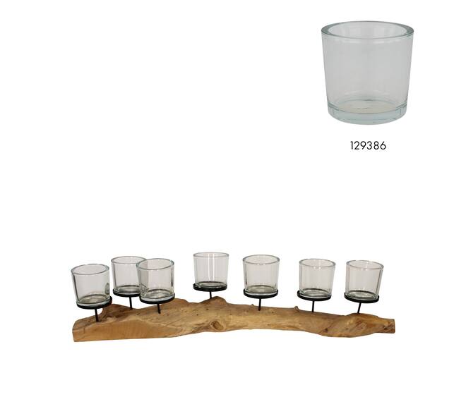Pillar candle holder erosion wood 110x22x18cm - Natural