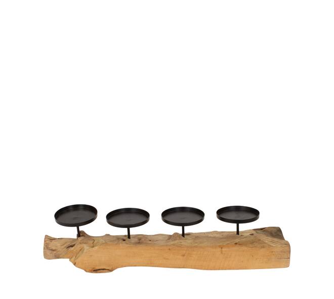 Pillar candle holder erosion wood 70x15x15cm - Natural