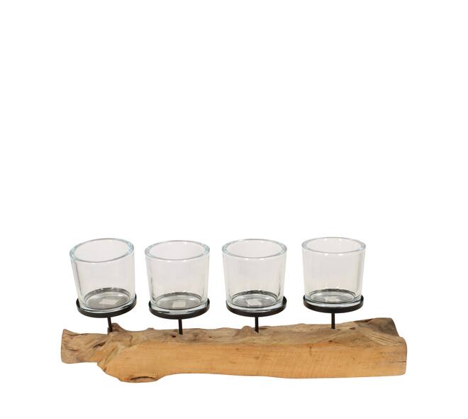 Pillar candle holder erosion wood 70x15x15cm - Natural