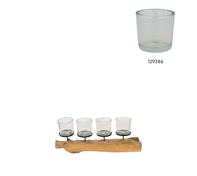 Pillar candle holder erosion wood 70x15x15cm - Natural
