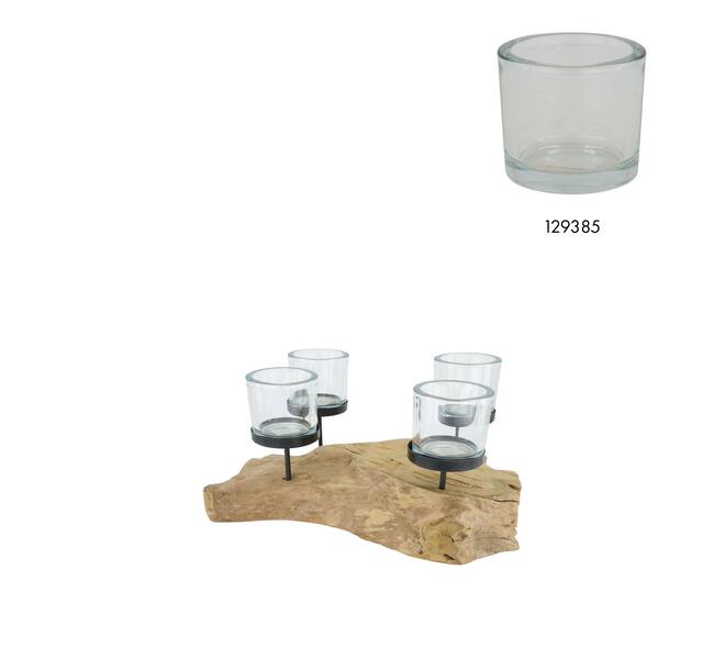 Pillar candle holder erosion wood 38x25x15cm - Natural