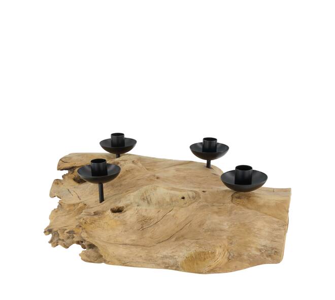 Dinnercandle holder erosion wood 38x25x15cm - Natural