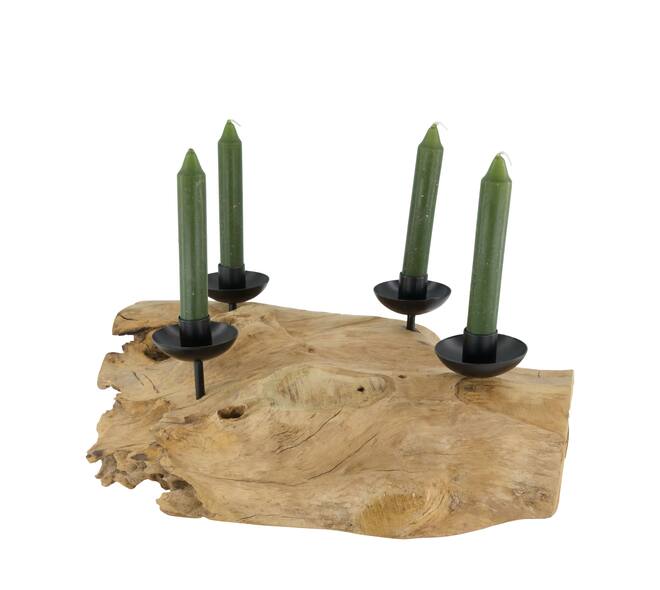 Dinnercandle holder erosion wood 38x25x15cm - Natural