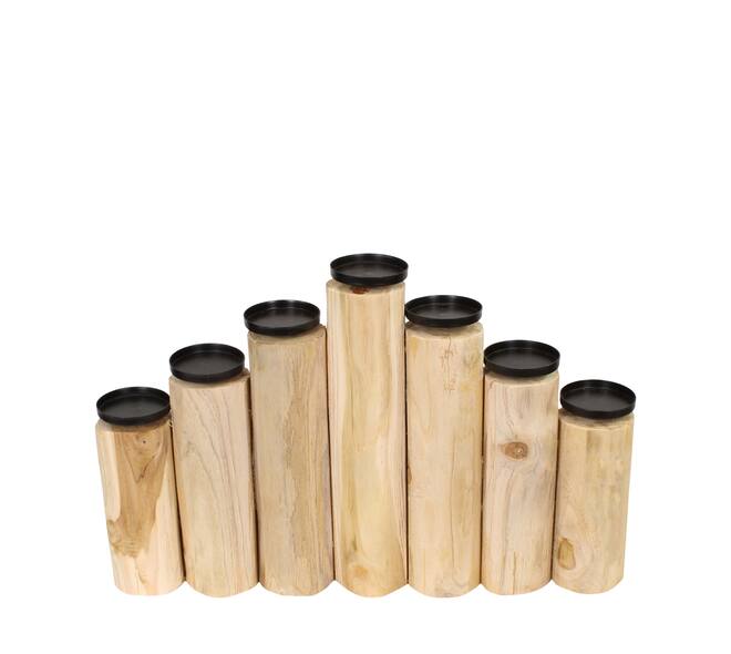 Pillar candle holder erosion wood 58x9x38cm - Natural