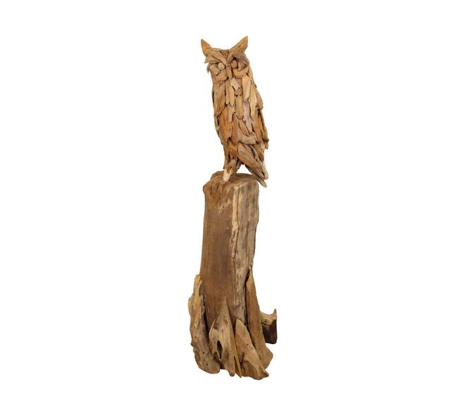 Owl erosion wood on stand 38x38x118cm