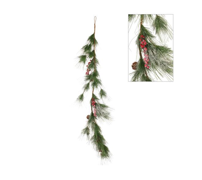 Garland pine needle with berry and pinecone artificial 150x15x10cm - Green
