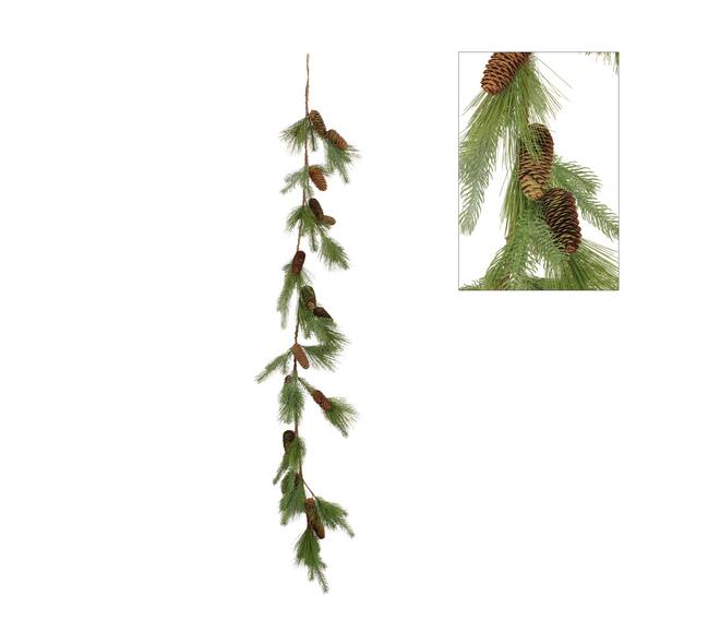 Garland pine needle with pinecones artificial 180x15x6cm - Green