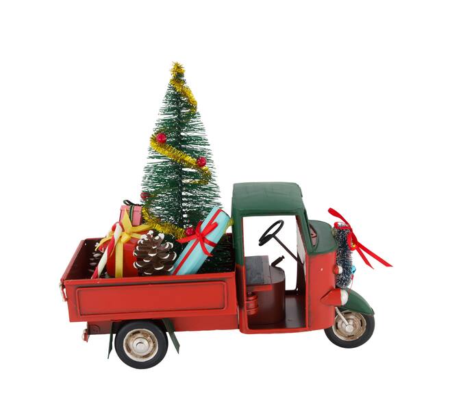 Figurine cargo bike metal 25x11x21cm - Red