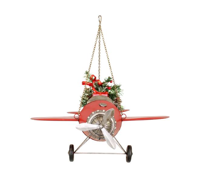 Figurine airplane metal 45x49.5x38cm - Red
