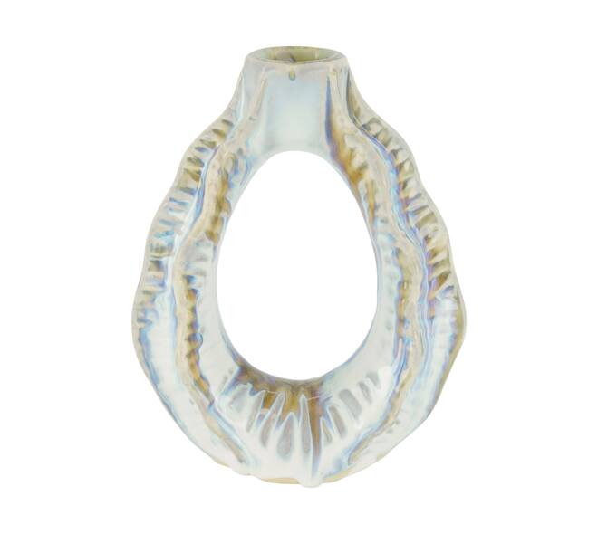Dinnercandle holder ceramic 11.5x6x14cm - White