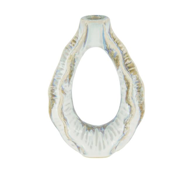 Dinnercandle holder ceramic 12.5x6x18cm - White