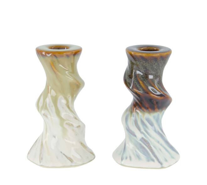 Dinnercandle holder ceramic 8x8x13cm C/2