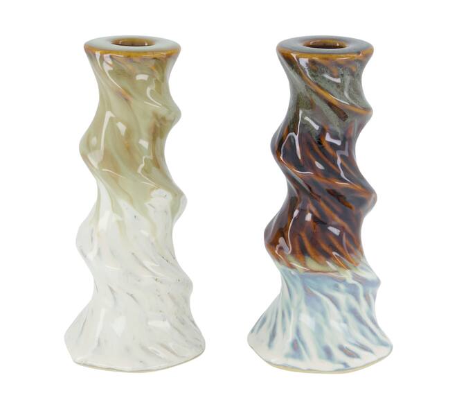 Dinnercandle holder ceramic 8x8x17.5cm C/2