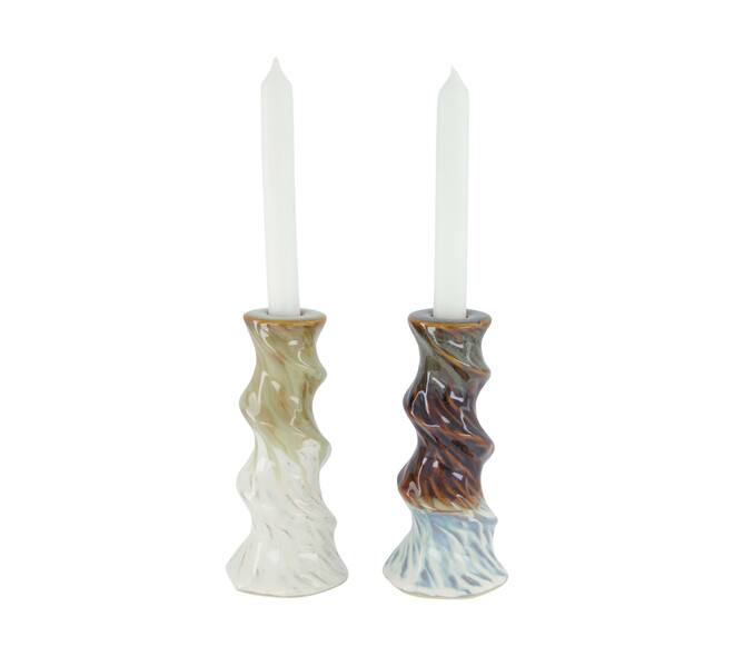 Dinnercandle holder ceramic 8x8x17.5cm C/2
