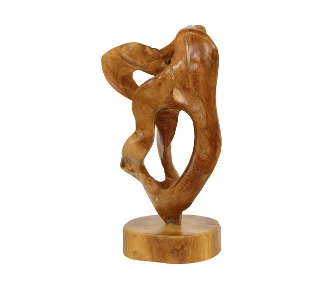 Statue teak wood on stand 50x30x70cm