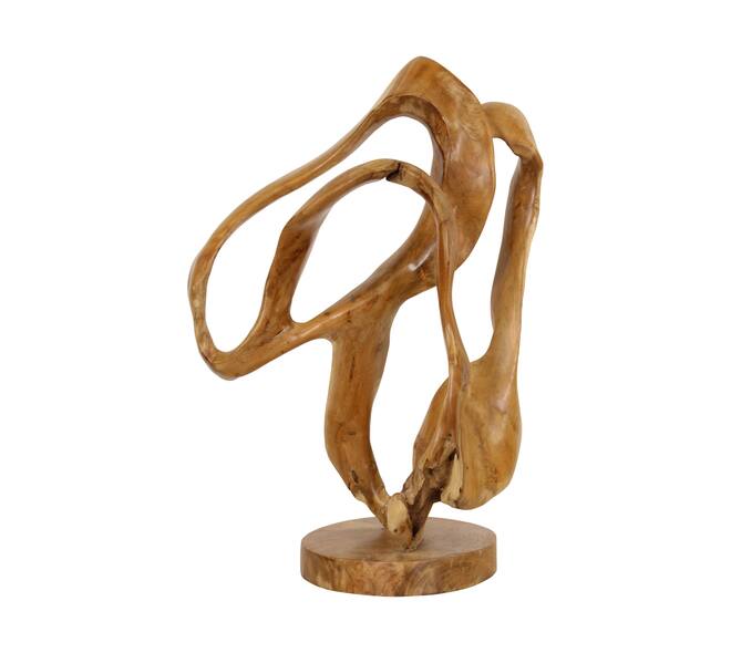 Statue teak wood on stand 50x30x70cm