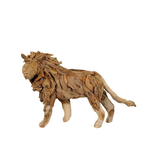 Statue Stehender Löwe Erosionsholz 110x35x68cm Natur