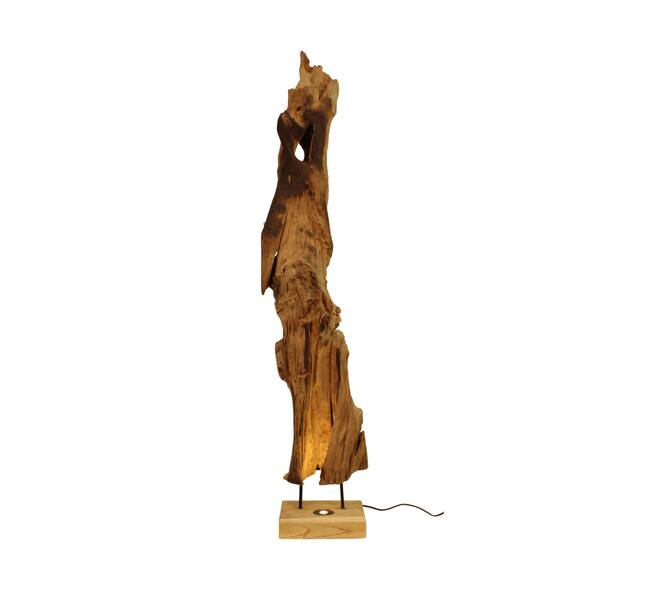 Lampe de sol organique bois de teck 30x20x120cm naturel