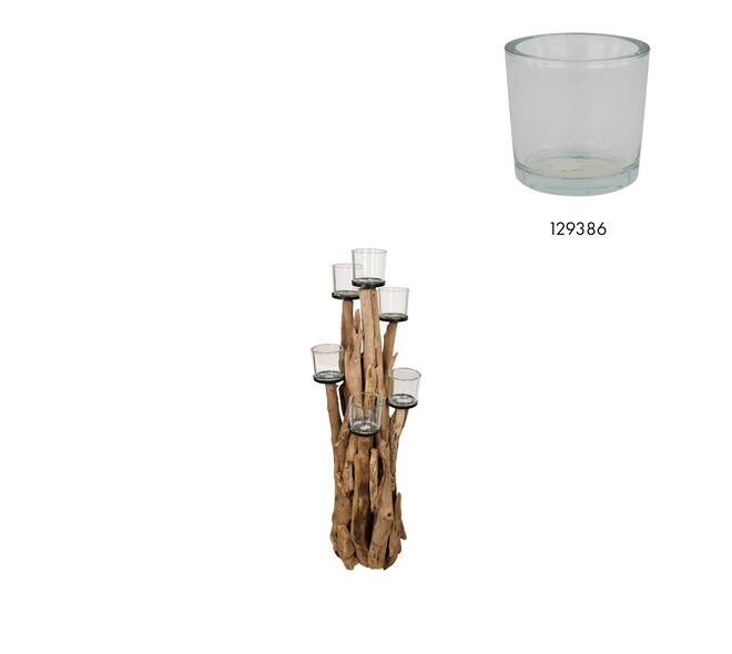 Pillar candle holder teak wood d38h120cm Natural
