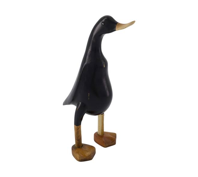 Statue duck teak with bamboo 10.5x14x24.5cm - Black