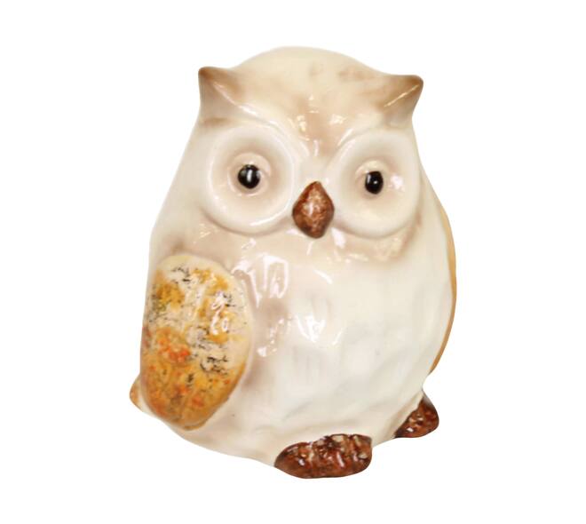 Figur Eule terrakotta 10x10x13cm beige