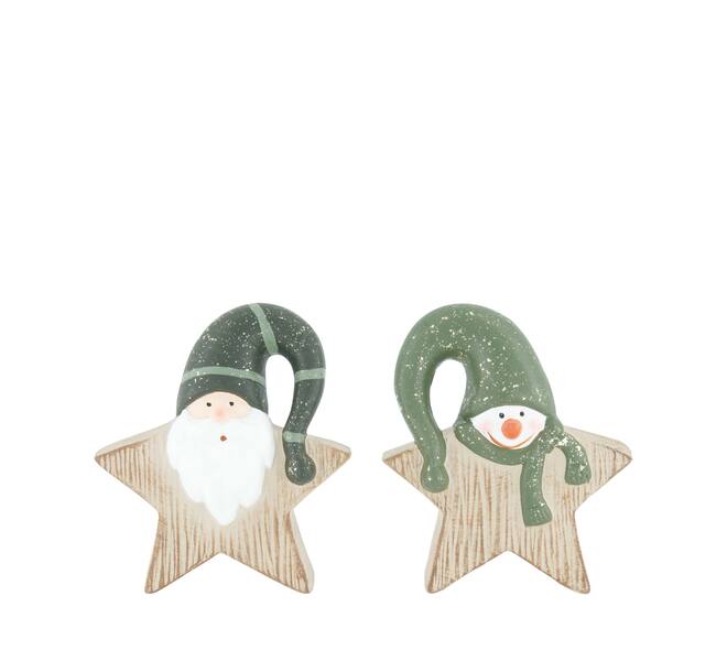 Figurine santa and snowman terracotta 13x5x14.2cm A/2