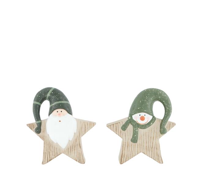 Figurine santa and snowman terracotta 17x7x19cm A/2