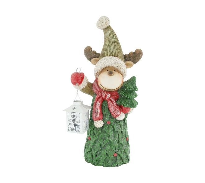 Figurine reindeer with lantern magnesium 22x15x50cm