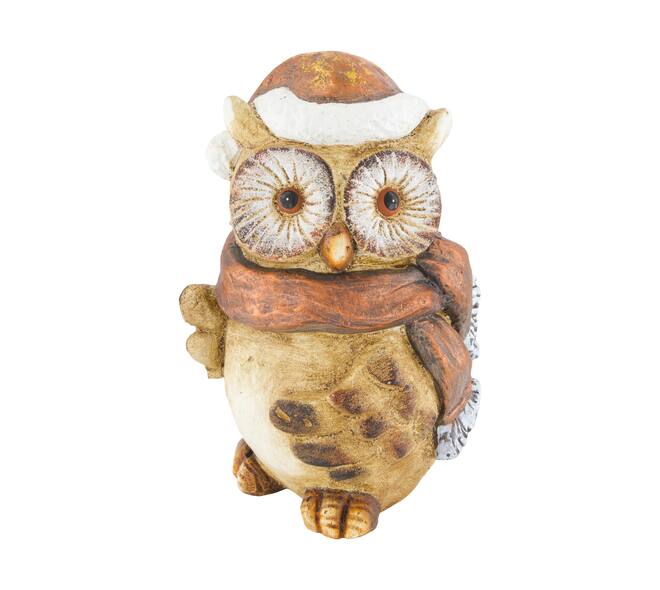 Figur Eule Magnesium 19x18x29cm Creme braun