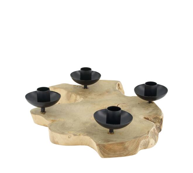 Dinnercandle holder teak wood 30x30x6.5cm