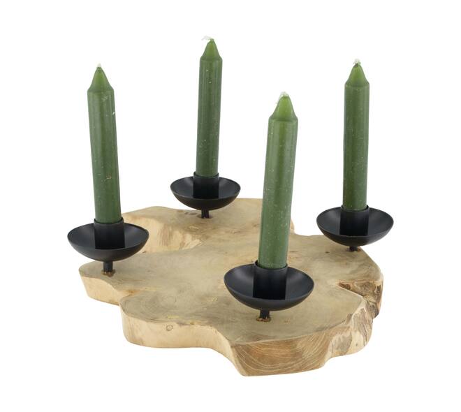 Dinnercandle holder teak wood 30x30x6.5cm