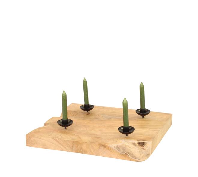 Dinnercandle holder teak wood 50x50x10cm