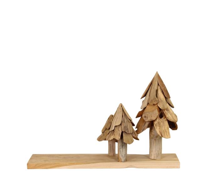 Tray with trees teak wood 70x28x44cm