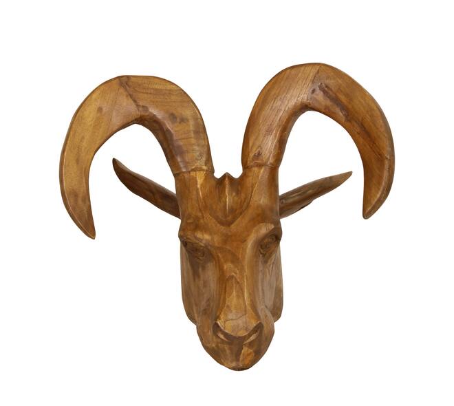 Wall art goat teak wood 40x40x43cm