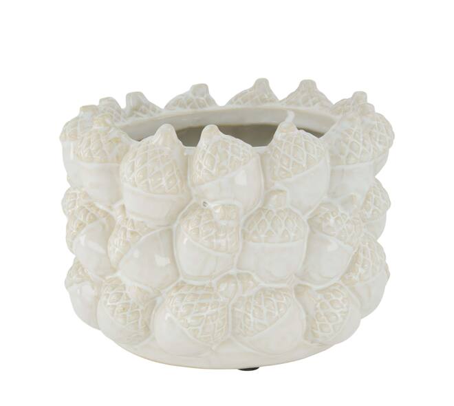 Planter pinecone ceramic d18h13cm White