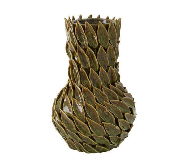 Vase blatt Keramik d20h32cm grün braun