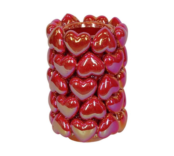 Vase céramique coeur d17.5h26cm rouge