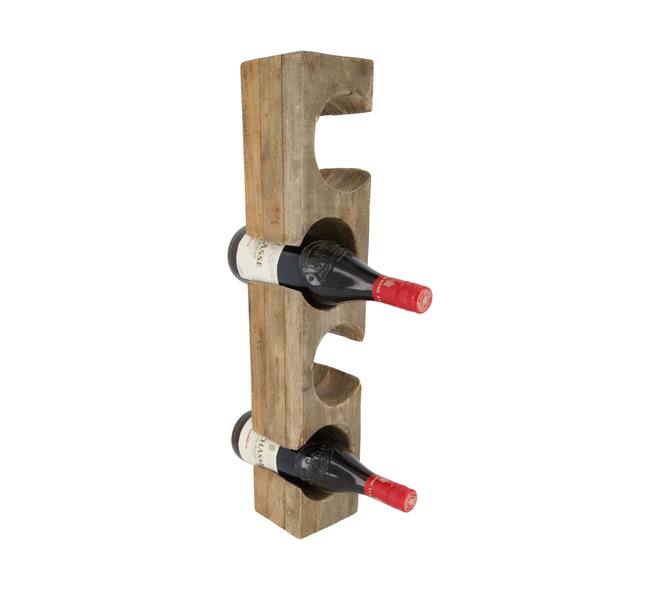 Winebottle holder teak wood 11x11x58cm