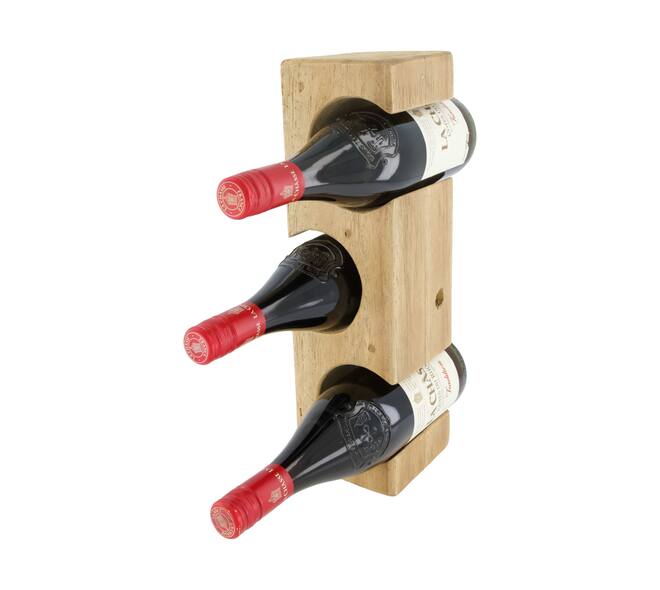Winebottle holder teak wood 11x11x38cm