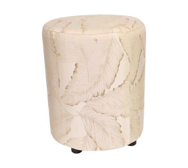 Poef polyester rond d38h48cm wit goud