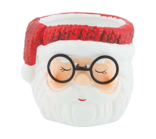 Pflanztöpfe Schneemann mit Gläsern Keramik d8.2h7cm rot weiß
