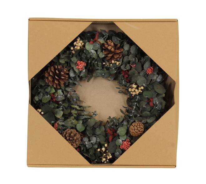 Kranz konservierte Blume Natur 35x7cm grün rot