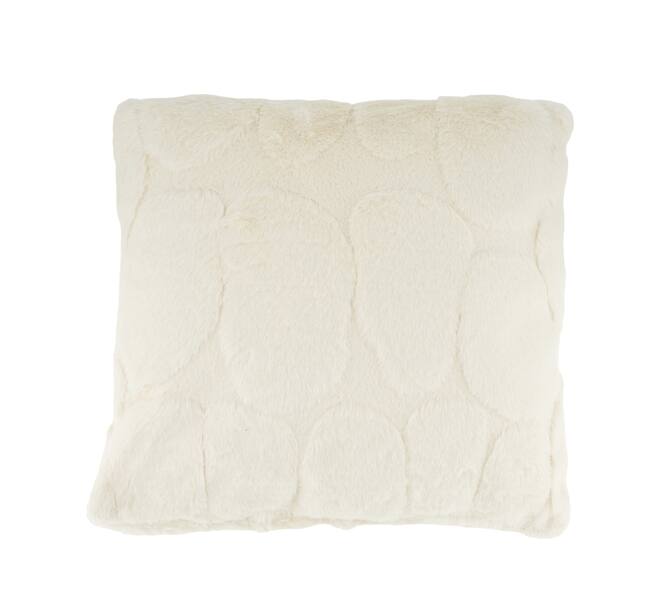 Cushion faux fur polyester 45x45x8cm Off white