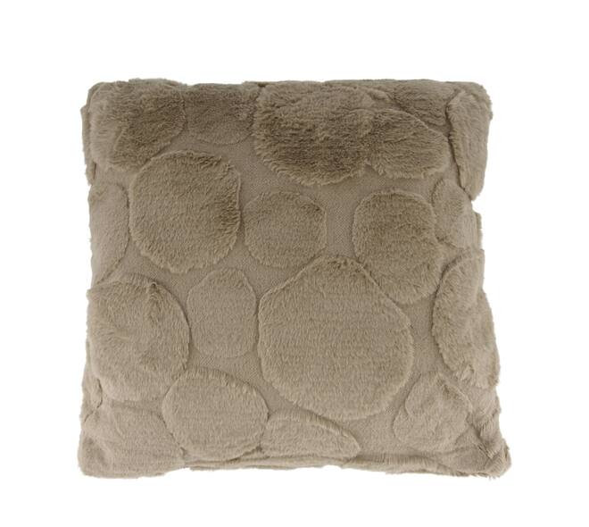 Coussin fausse fourrure polyester 45x45x8cm taupe