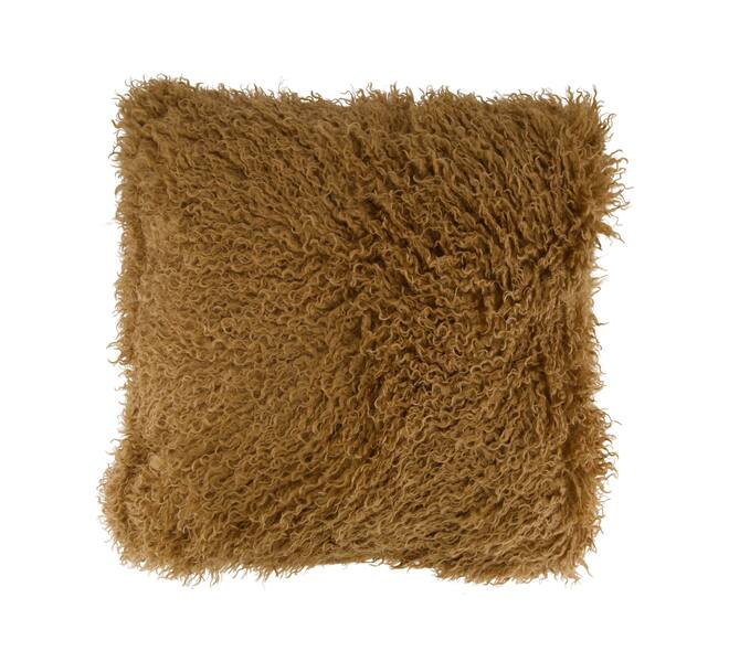 Coussin fausse fourrure polyester 45x45x8cm cognac