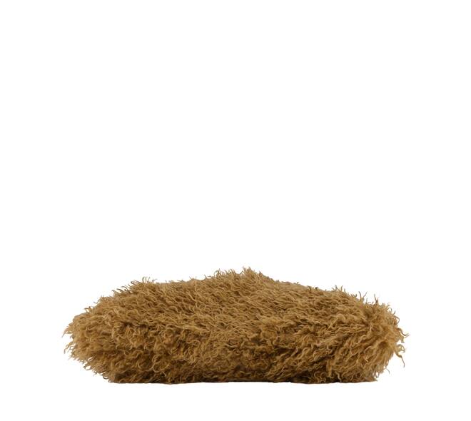 Coussin fausse fourrure polyester 45x45x8cm cognac