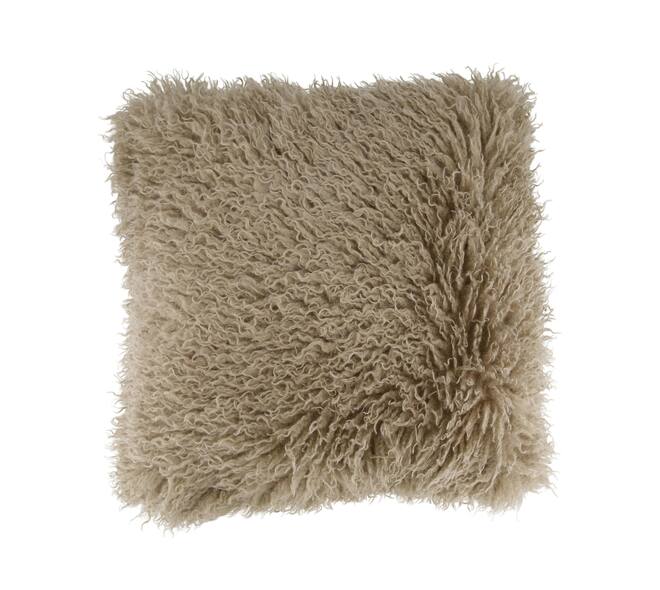 Coussin fausse fourrure polyester 45x45x8cm gris