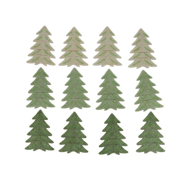 Tree cutlery holder felt 11x1x16cm 4pc 3 colours