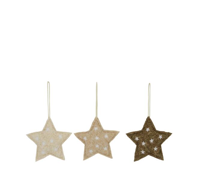 Hanger vilt ster 14x14x2cm 3 kleuren